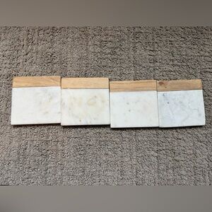 Nordstrom White and Tan Marble Coasters